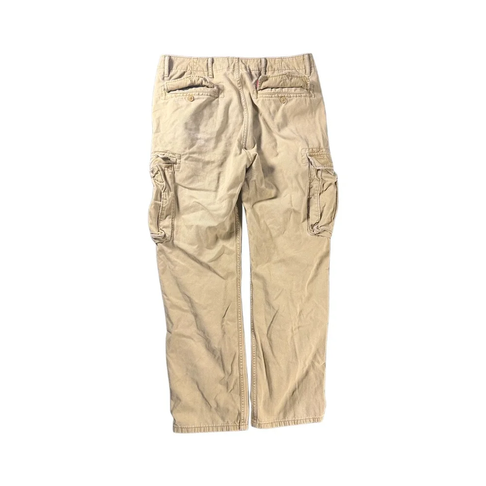 Levis Mens Tan Khaki Cargo Pants Straight Leg W32 L32 PC9-12462-0079 Cotton